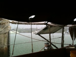 Kona Rains at Nawiliwili as seen from Murre's Cockpit